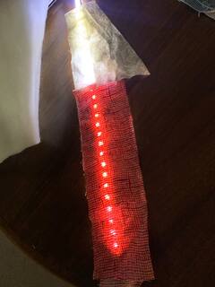a combination of some dotted lights in red fabric and more diffuse white fabric