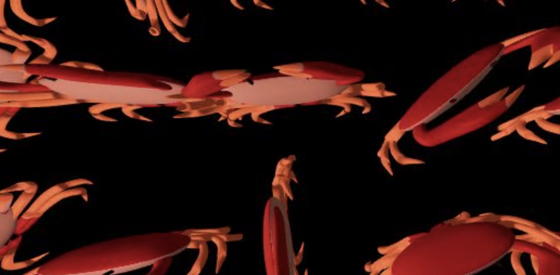 crabs floating in space